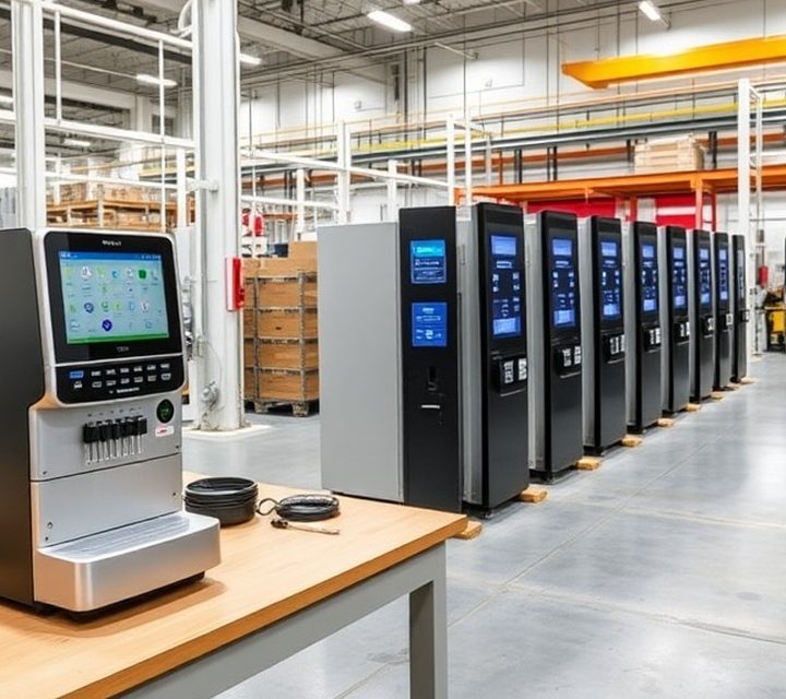 Dispenser module of a self-service terminal on a test bench